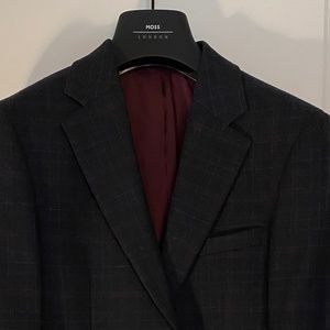 Moss London Slim Fit Blue Check Suit